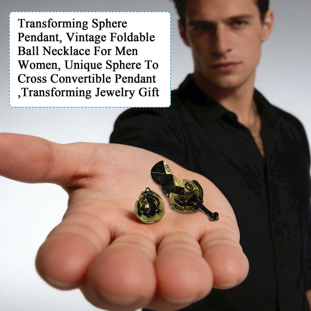 Подвеска в виде трансформирующейся сферы, Винтажное складное ожерелье-шар для мужчин и женщин, Уникальная подвеска-трансформер с возможностью преобразования сферы в крест, Подарок-трансформирующееся украшение