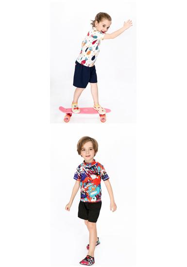 Kids' Sun Protection Two-Piece: Short Sleeve Casual Beachwear & Loose Pants for Boys & Girls
