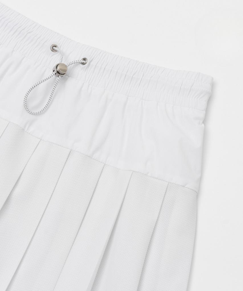 Slow Play Mesh Pleated Skirt (White)