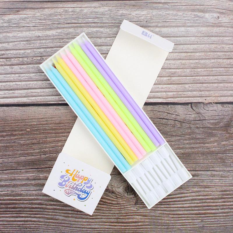 Colorful Birthday Cake Candles Ins Romantic Creative Slender Pencil Rainbow Color 10-pack Party Candles