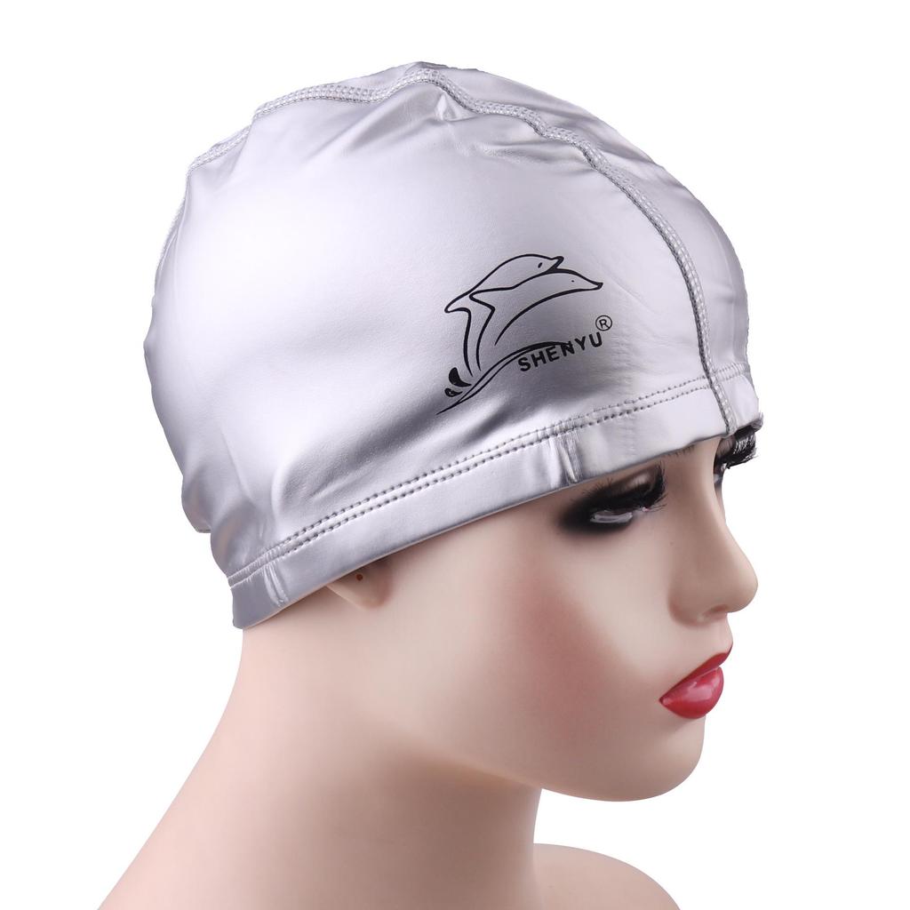 Водонепроницаемая эластичная шапочка для плавания Shen Yu с защитой ушей для длинных волос - Унисекс, не тугая, многоцветная