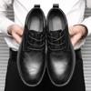 Кожаные туфли мужские деловые повседневные на мягкой подошве мужские туфли британские костюмные подростковые рабочие маленькие кожаные туфли мужские