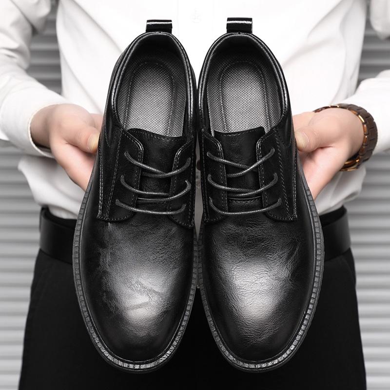 Кожаные туфли мужские деловые повседневные на мягкой подошве мужские туфли британские костюмные подростковые рабочие маленькие кожаные туфли мужские