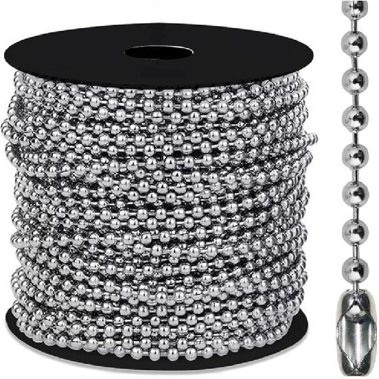 50ft Ball Bead Chain, #10 Stainless Steel Ball Chain, Roller Shade Chain&Vertical Window Blinds, Dog Tag Chain, Bead Chains for Jewelry Making/Crafts