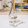 6Pcs/set Gold Silver Cutlery Set Dinnerware Silverware Flatware Set Swan Spoon Stand Holder Cake Dessert Snack Spoon Kitchen Set