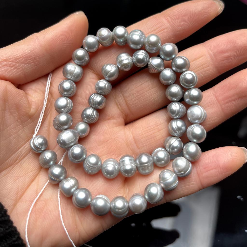 Подвеска своими руками, серая, прошитая жемчуговая жемчужина для изготовления ювелирных изделий, ожерелья, сережек, браслета, аксессуаров, длина 36 см