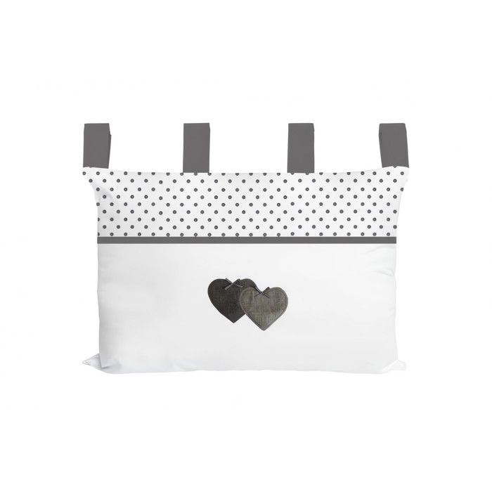 Pure Cotton Headboard 45x70 Cm LOVE Gray, by Soleil d'Ocre