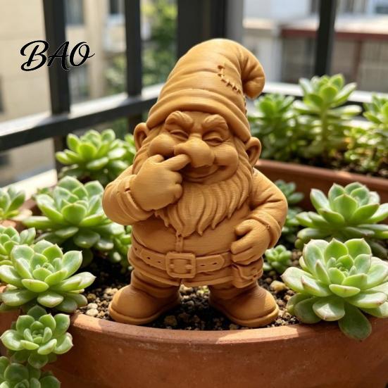 Balcony Gnome Decor 3D Printed Figurine, Nose Picking Cartoon Statue, DIY Toy Coloring Painting Dwarf Sculpture for Home Office Desk Garden Decoration