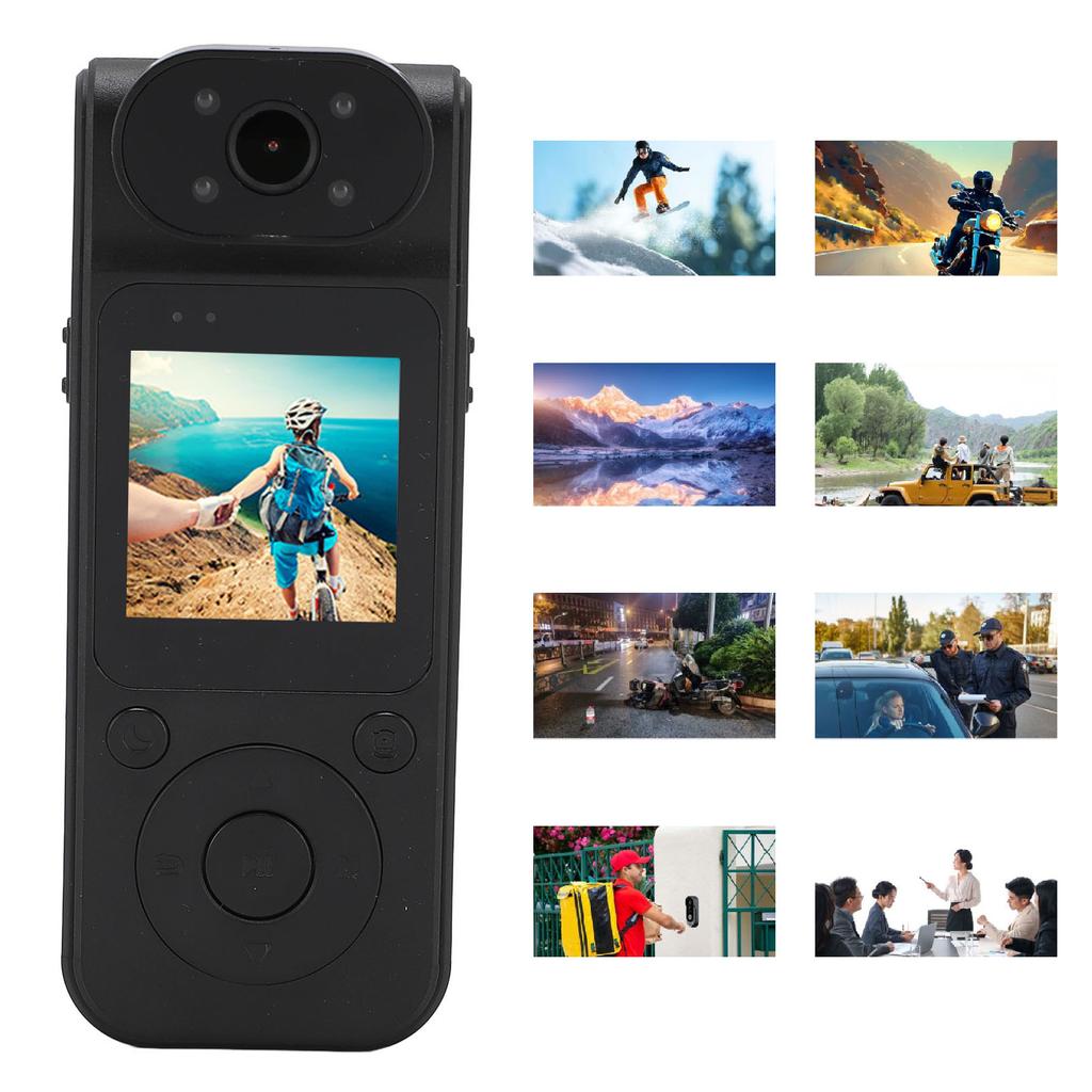 Back Clip Camcorder 4K 1.5 Inch IPS Screen Magnetic Wearable Camera 180 Degree Rotatable Lens Body W