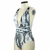 Summer Women Bikini Vintage Printed Deep V Neck Printing Backless One-piece Swimsuit