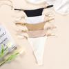 Women's Metal Buckle Ring Thongs Low Waist Seamless Bikini Panties One Piece High Elasticity Breathable Triangle Cotton Crotch