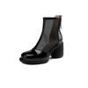 Krazing Pot Sheepskin Round Toe Summer Boots Fashion Back Zipper Air Mesh Ankle Boots
