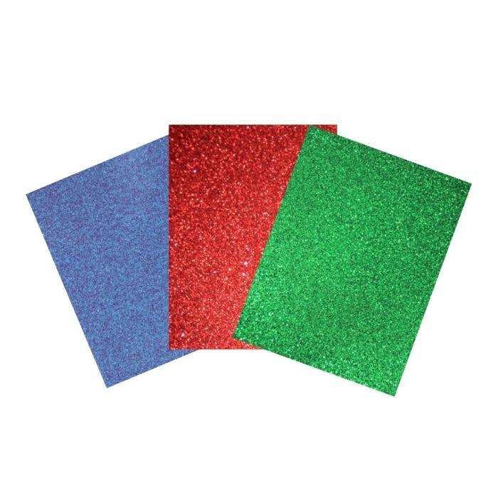 MégaCréa DIY - Tissu adhésif coupons pailletés Primaire 15x20 cm 3 pièces