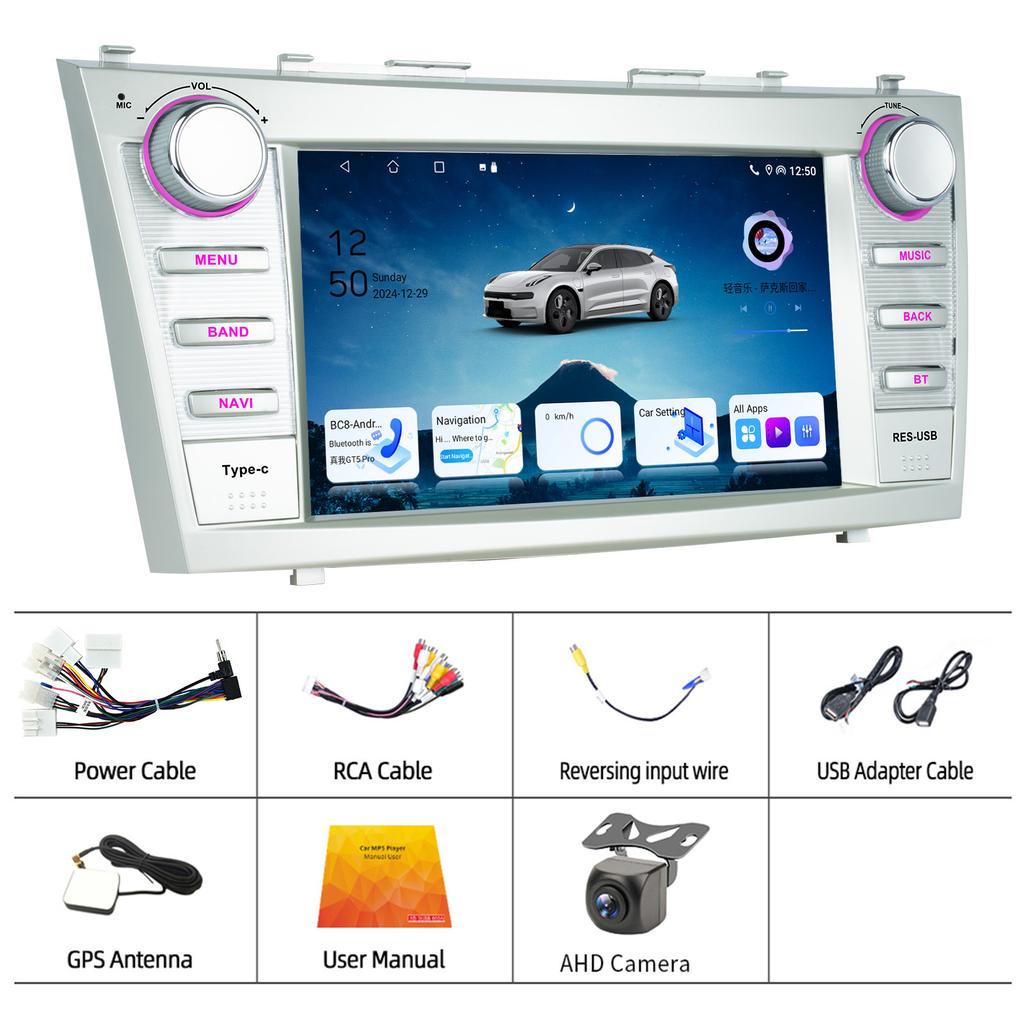 Android 13 Car Radio For Toyota Camry XV40 Aurion 2007-2011 Carplay Head Unit Multimedia Player GPS Navigation Stereo
