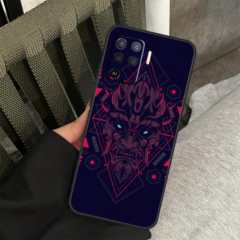 Oni Hannya Demon Mask Case For Oppo A18 A38 A58 A78 A98 A74 A94 A54 A40 A60 A80 A16 A76 A96 A15 A57S A17 A77 Cover