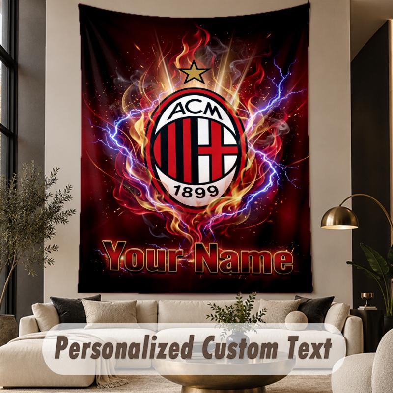 Custom Text Tapestry AC Milan Print Wall Tapestry Indoor Living Room Wall Decor