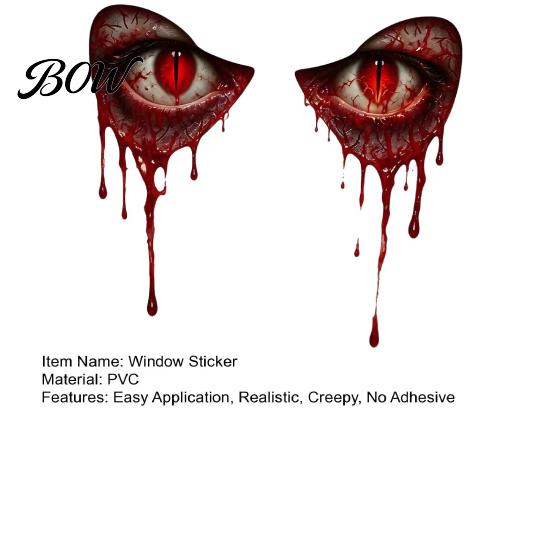 Waterproof Outdoor Glass Decor Demon Eyes Window Sticker, Dripping Blood Red Wall Decal, Realistic Removable Stickers Creepy Devil Static Cling Decal