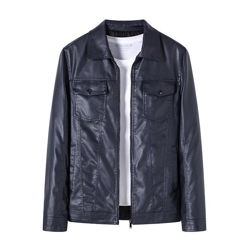 Осенне-зимняя повседневная мужская кожаная куртка с лацканами, деловая тонкая кожаная куртка на молнии, мужская куртка из искусственной кожи, модная
