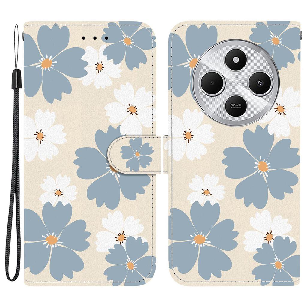 Чехол-кошелек для Xiaomi Poco C75 4G/Redmi 14R 5G/14C 4G с принтом, кожаная подставка, чехол для телефона со шнурком