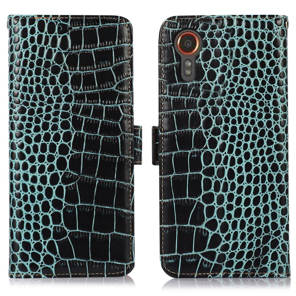 For Samsung Galaxy Xcover7 Wallet Case RFID Blocking Genuine Cow Leather Cover