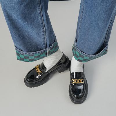 Весна/лето Новые маленькие кожаные туфли Lok Fu Shoes Кожаные Jk Студенты Джокер Женские ретро в британском стиле;Туфли на толстом каблуке.