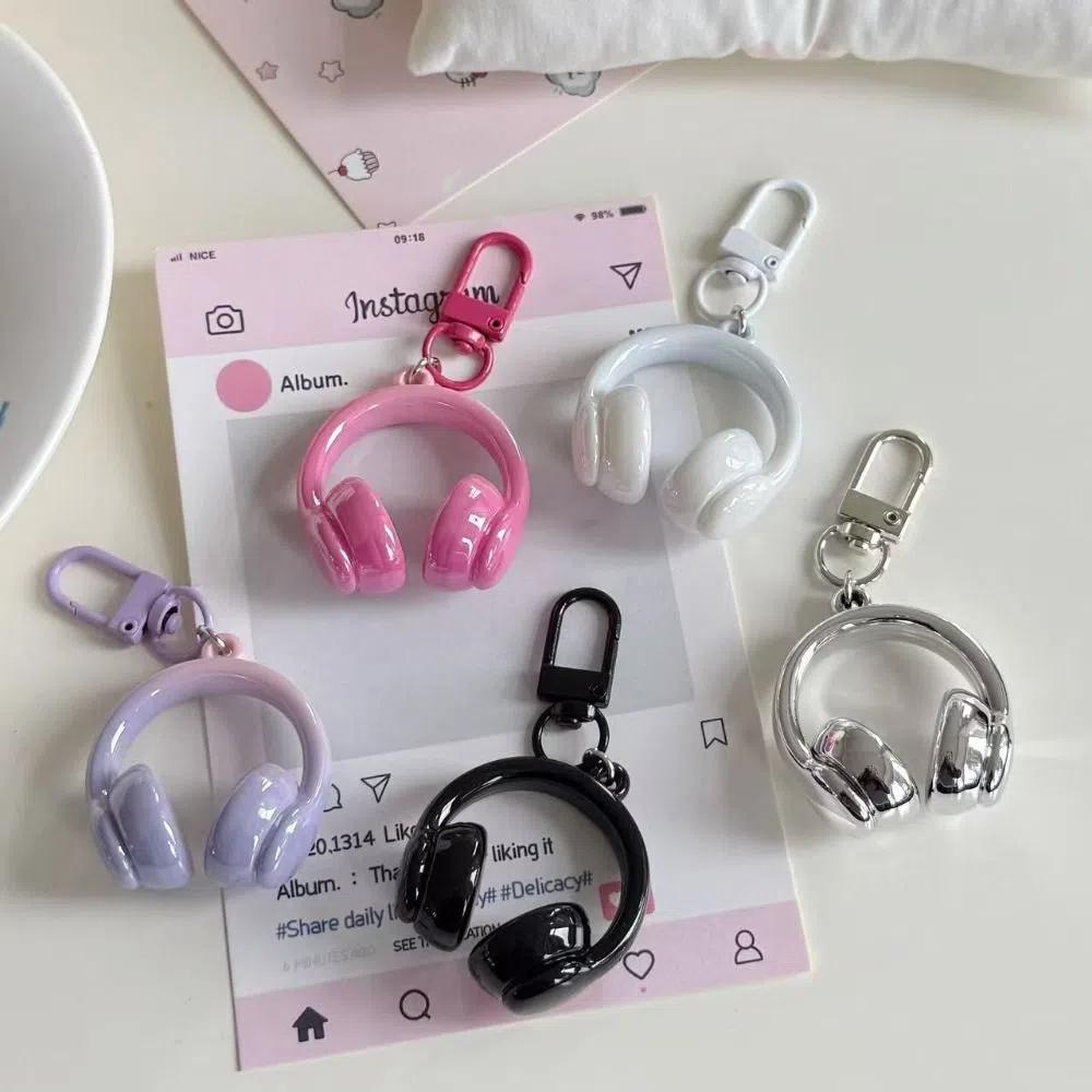 5 шт. акриловый брелок в форме гарнитуры, забавный брелок для ключей автомобиля, милый кулон в форме наушников, украшение для ключей