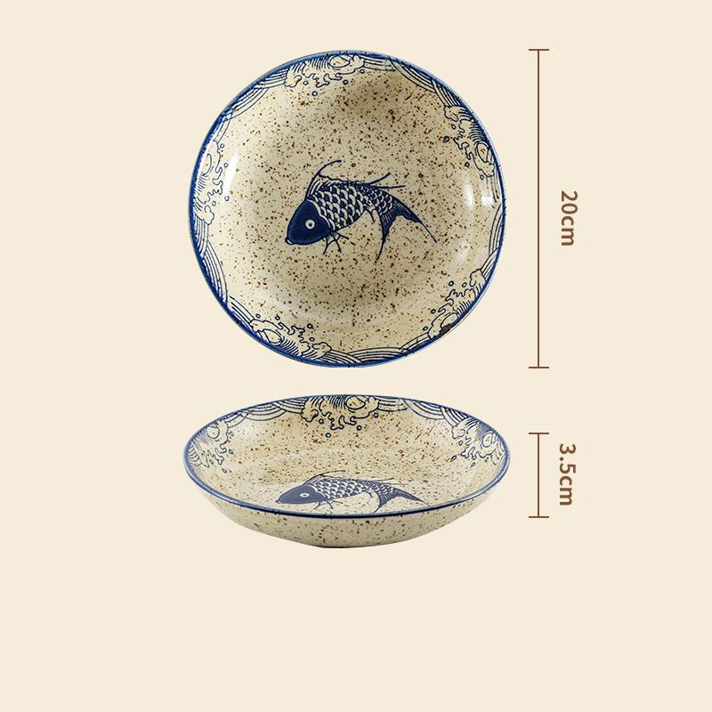 Современный стиль, расписанная вручную керамическая тарелка, креативные круглые тарелки для фруктового салата, домашняя тарелка для десерта к чаю в стиле ретро