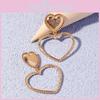 W240 Metal Heart Pendant Earrings With Geometric Style For Birthday And Celebration