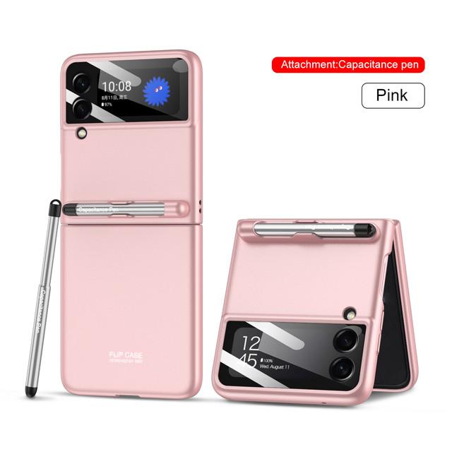 With Pen Slim Fashion Phone Case For Samsung Galaxy Z Flip3 5g Flip 3 Lens Glass Protector Cover For Samsung Z Flip 3 Cases