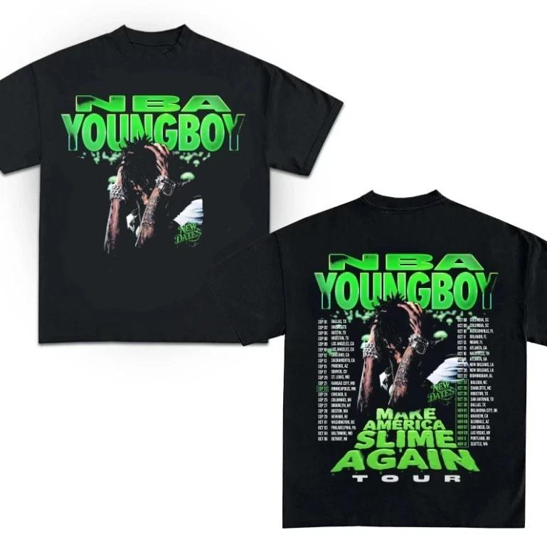 Футболка Youngboy MASA TOUR, Ретро Унисекс Youngboy Рэпер 100% Хлопок Футболка Мужские Футболки Топ