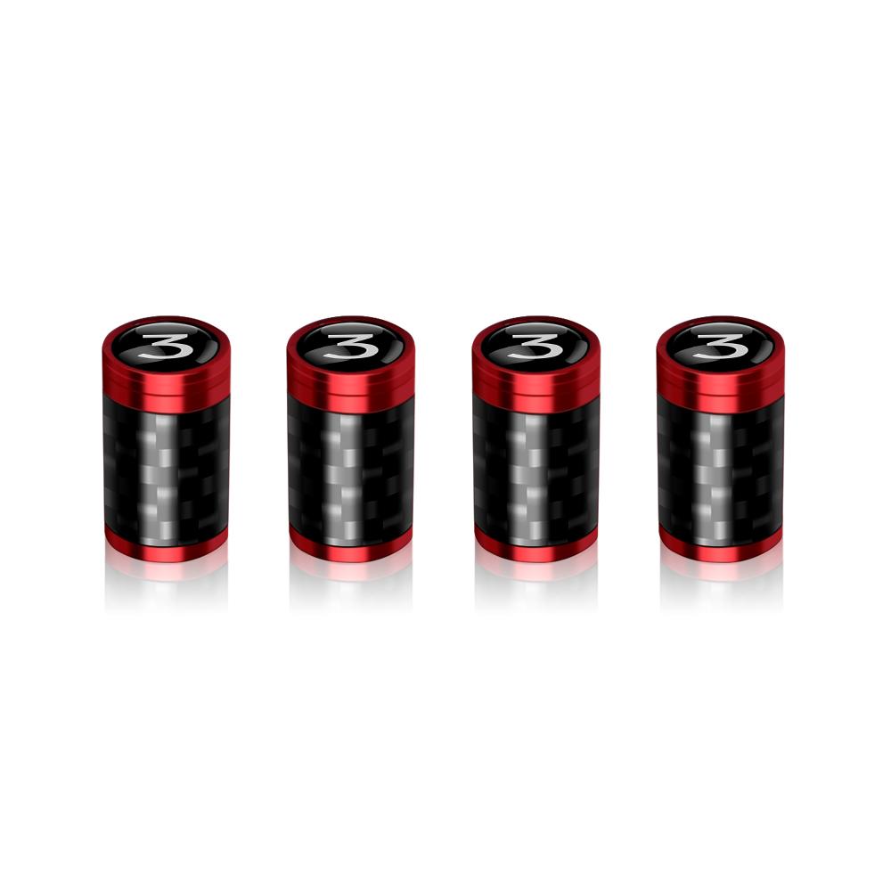 CRCUD1 4Pcs Car Carbon Fiber Wheel Tire Valve Caps Stem Case For Tesla Model 3 Model S X Roadster SpaceX Cybertruck Coil Mod Model Y