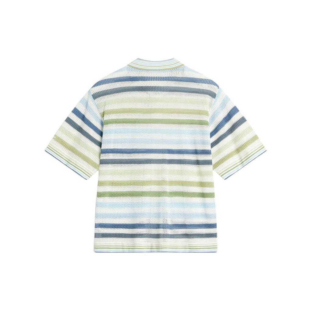 Футболка Li Ning Chinese Culture Series с полосками и пуговицами, повседневная, универсальная, с коротким рукавом, женские топы, зеленая, AMBU146-1