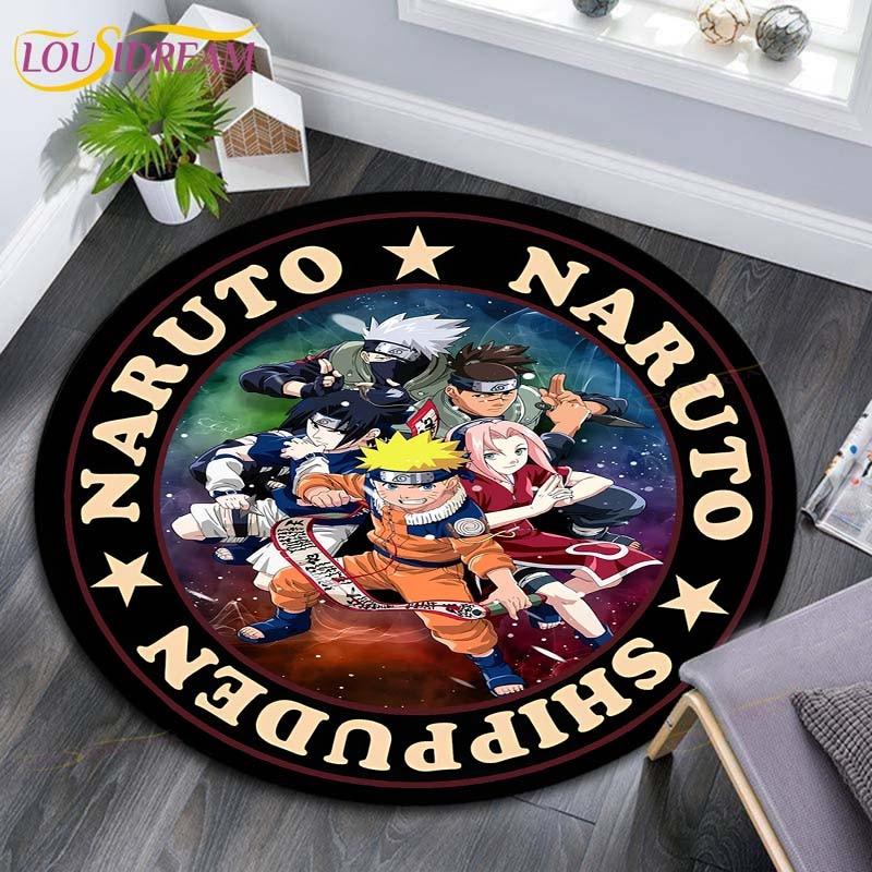 Круглые коврики с рисунком Наруто, геометрические противоскользящие напольные коврики для гостиной, декор для комнаты, домашние коврики, коврик для игр в стиле Наруто, детский коврик