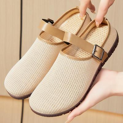 Женские летние ретро сандалии на мягкой подошве: Универсальные сетчатые слипоны для повседневной носки на улице