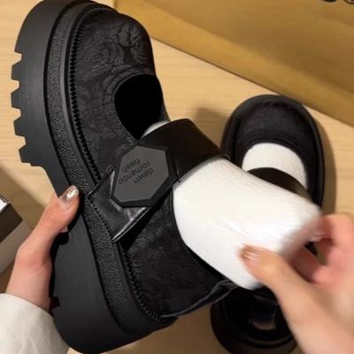 Летние массивные женские туфли Мэри Джейн 2025 черные с ремешком на щиколотке женские туфли на высоком каблуке корейские на платформе увеличивающие рост обувь Лолиты De Mujer