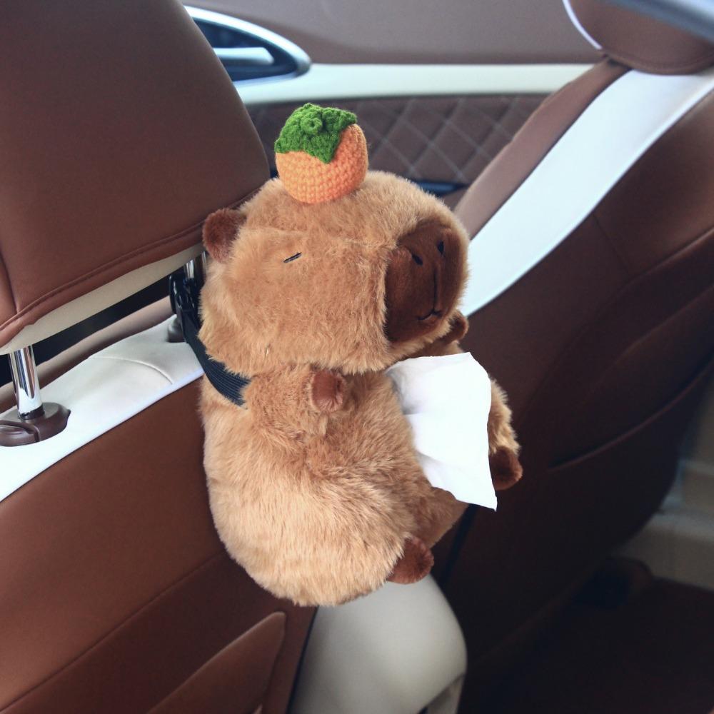 Мультяшная коробка для салфеток в виде капибары, сумка для хранения салфеток, подвесная сумка для салфеток на заднее сиденье автомобиля, домашний декор