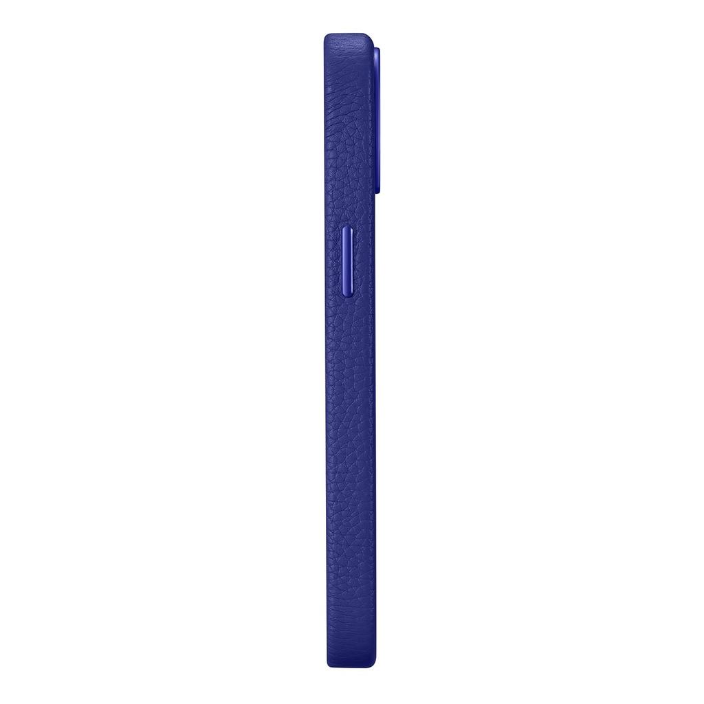 iPhone 14 Plus Magnetic Leather Case with MagSafe Litchi Premium Leather Case Navy Blue