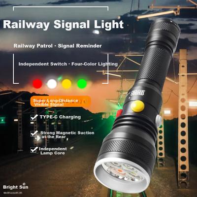 Jujingyang Railway Flashlight Signal Light Four-Color High Brightness Red White Yellow Green 2033 Rechargeable Traffic Train Indicator Light