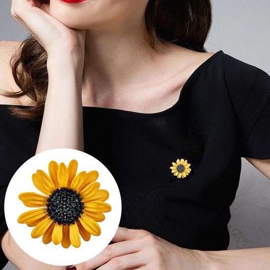 Брошь-подсолнух, булавка для воротника с желтым цветком, брошь-хризантема, пальто, шляпа, аксессуары для свитера
