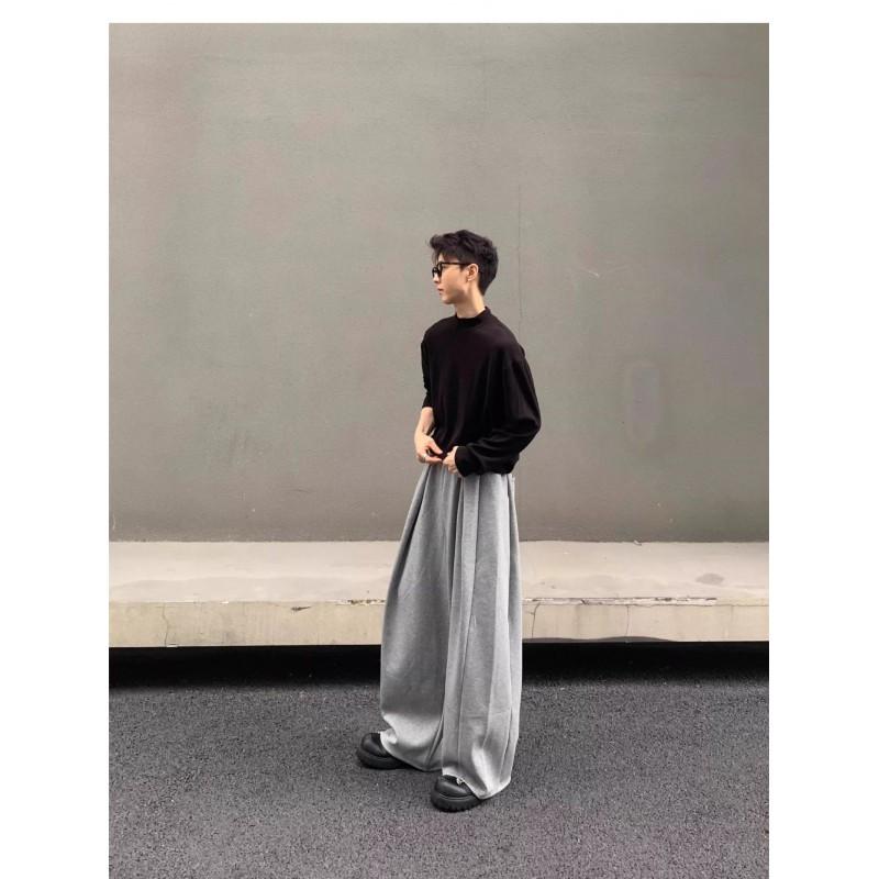 Mens Retro 3D Cut Sweatpants Loose Straight Cotton Blend Casual Sports Pants