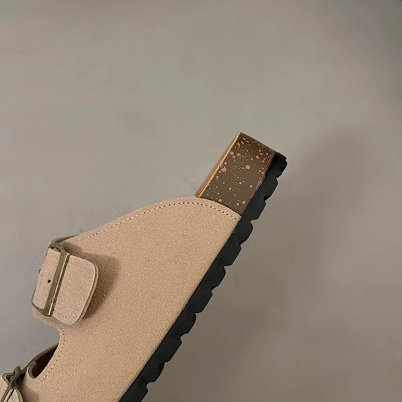 Мода Мода Пробка Женские Сандалии Новая Мягкая Подошва Замшевые Мюли Шлепанцы с Поддержкой Свода Стопы Домашние С Открытым Носком Балетки Уличные Пляжные Шлепанцы