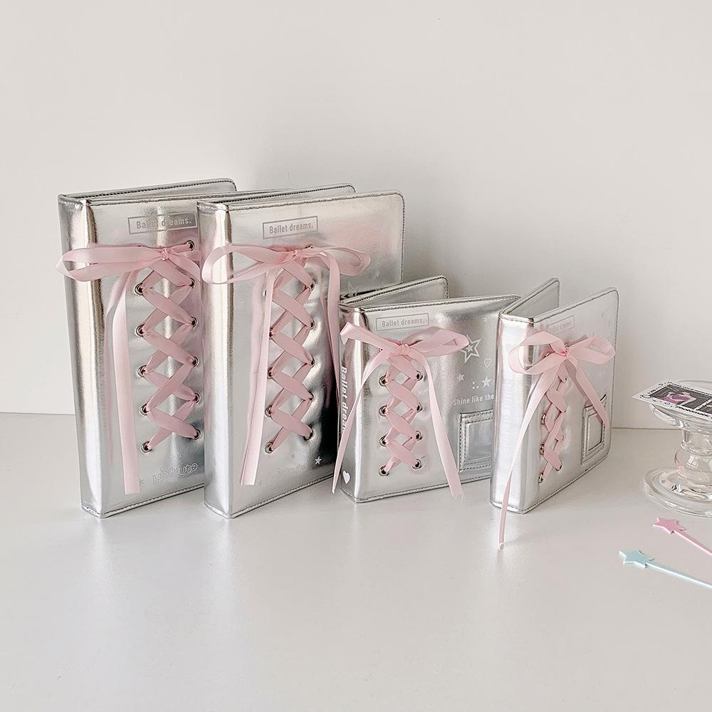 MINKYS Pink Silver PU Leather A7/A5 Kpop Photocards Collect Binder idol Photo Card Book Idol Storage Album Stationery