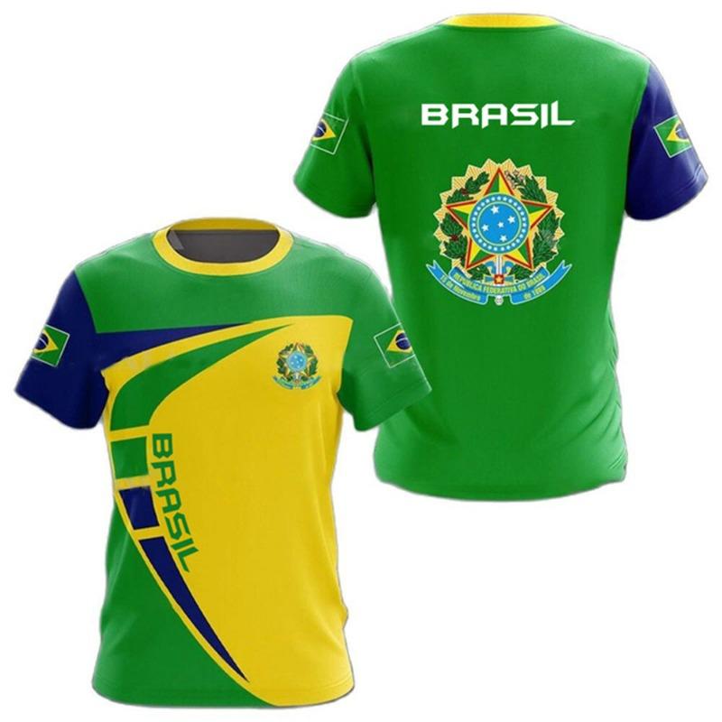 Hot Selling World Cup BRASIL Brazil Flag 3D Printed Pattern T-shirt for Men's Sports Leisure
