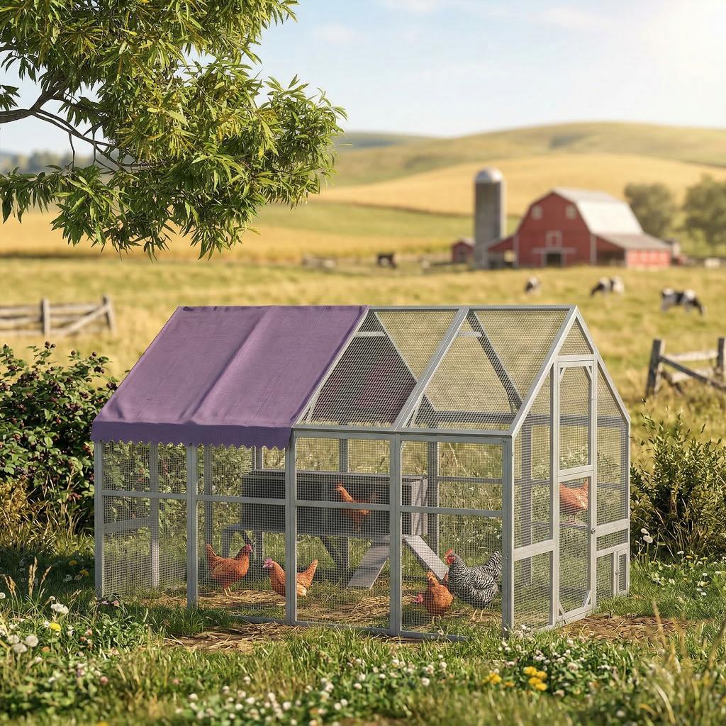 Chicken Coop Chicken House Chicken Hut Walk In Weather Resistant 280 X 185 5 X 188 Cm Gray
