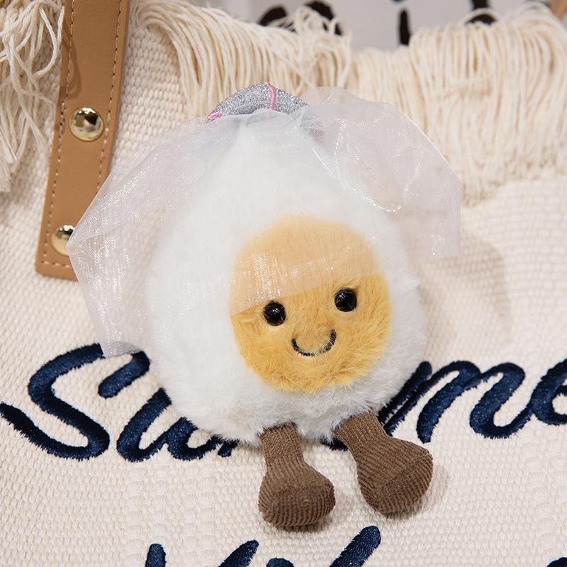 Fun Boiled Egg Plush Toy Cute Smile Egg Groom and Bride Creative Gift Bag Pendant