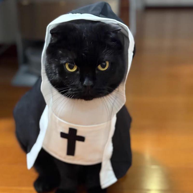 Nun Style Pet Costume Breathing Material Fun Photo Prop For Small And Medium Pets