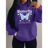 Худи с принтом персонажа в стиле арт «Молниеносная бабочка» для женщин, хип-хоп, с карманом, спортивная одежда из флиса, мягкая одежда