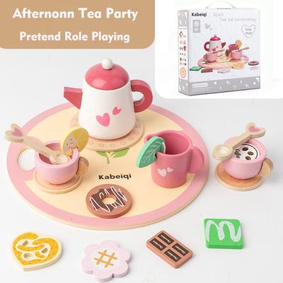 Деревянные игрушки для игры на кухне Имитация кухни Чайный сервиз Игры для чаепития Игры в ролевые игры Кухонные аксессуары Игрушка для детей