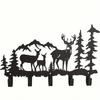 1 PC 5-Hook Rustic Deer-Shaped Metal Wall Storage Rack - Powder-Coated, Perfect For Entryway,
