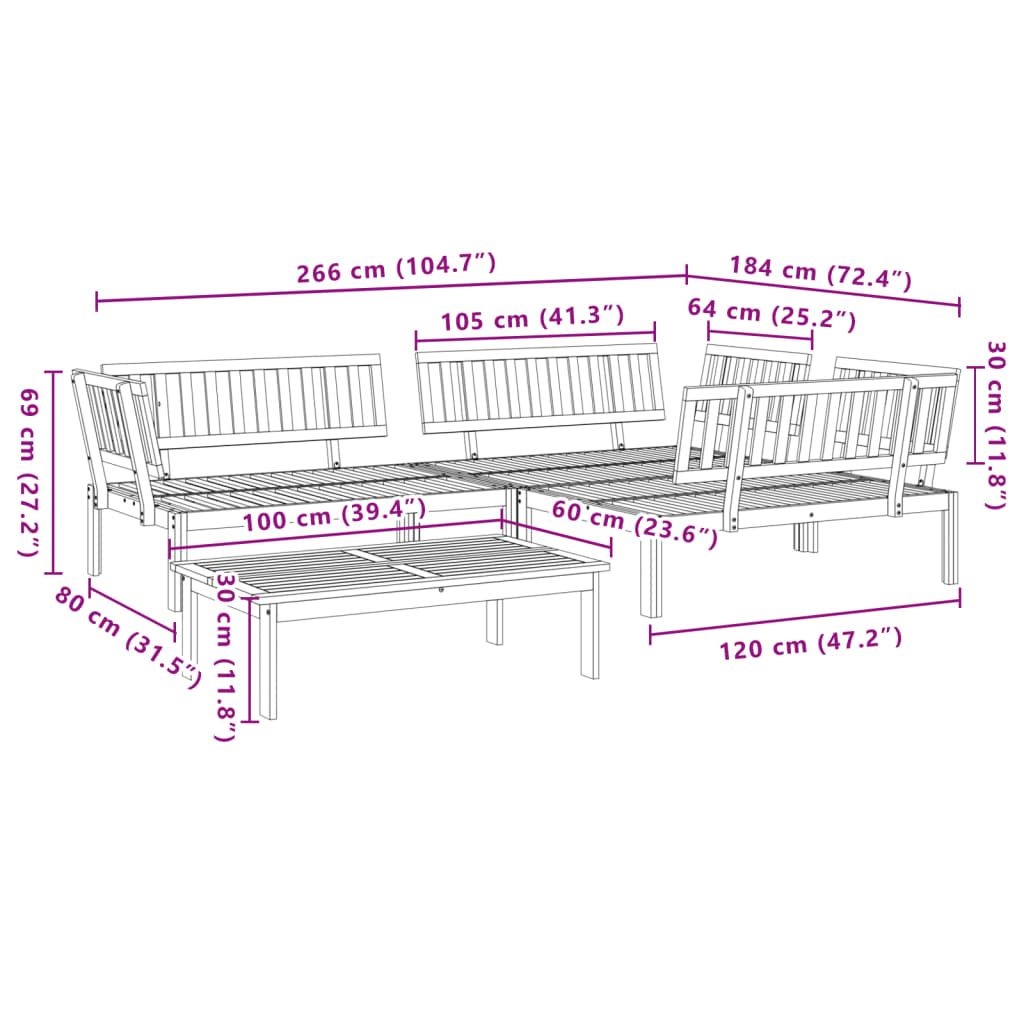 4 piece garden sofa set made from pallets solid acacia wood